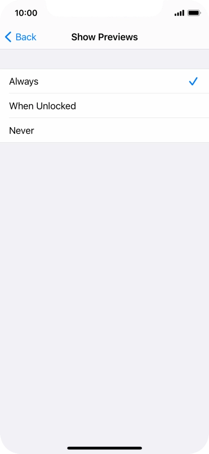 To select notification preview on the lock screen, press Always.
