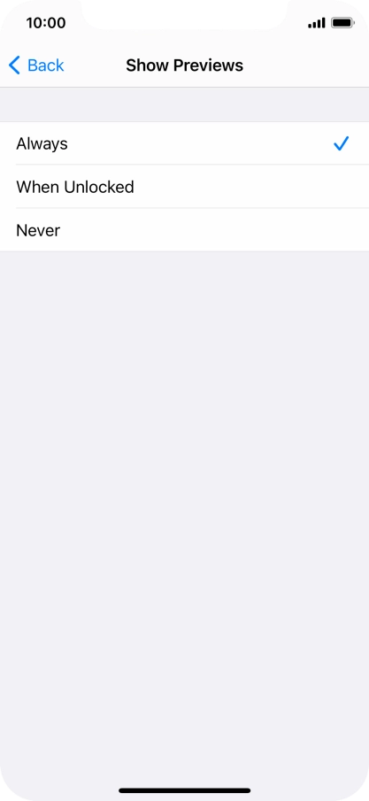 To select notification preview on the lock screen, press Always.