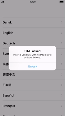 If your SIM is locked, press Unlock.