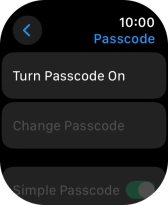 Press Turn Passcode On and key in a lock code of your own choice twice.