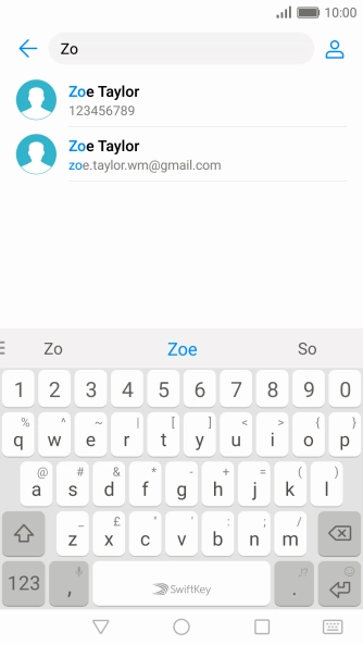 Press the required contact.