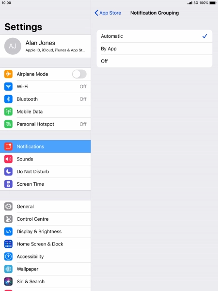 Press the required setting.