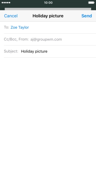 Press the text input field and write the text for your email message.