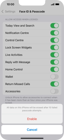 If you turn on the function, press Enable.