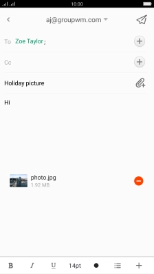 Press the send icon when you've finished your email message.