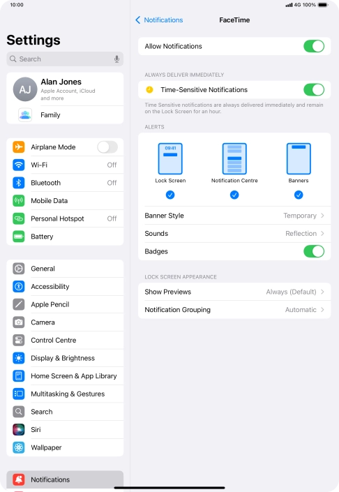 Press the indicator next to 