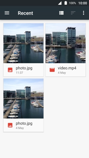 Slide your finger right starting from the left side of the screen and go to the required folder.