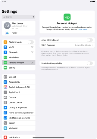 Press Wi-Fi Password and key in the required password.