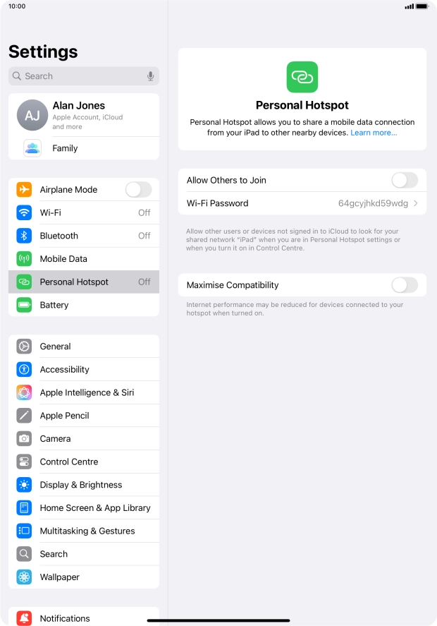 Press Wi-Fi Password and key in the required password.