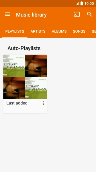 Slide your finger right or left on the screen to select the required category and go to the required audio file.