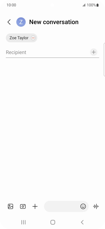 Press the text input field and write the text for your text message.