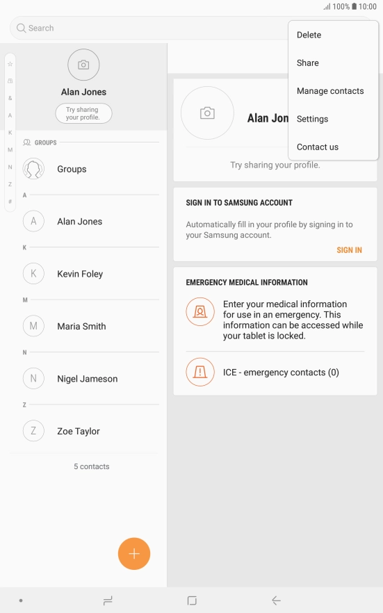 Press Manage contacts.