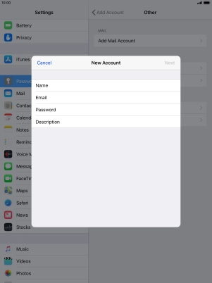 Press Email and key in your email address.