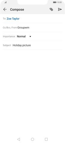 Press the text input field and write the text for your email message.