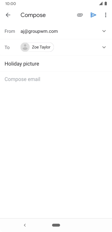 Press the text input field and write the text for your email message.