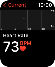 Your current heart rate is displayed below Current.