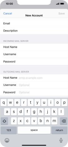Press Host Name and key in the name or IP address of your email provider's outgoing server. Please note that if you can't send email messages when using your email provider's outgoing server, key in smtp.vodafone.net.au (Vodafone's outgoing server).