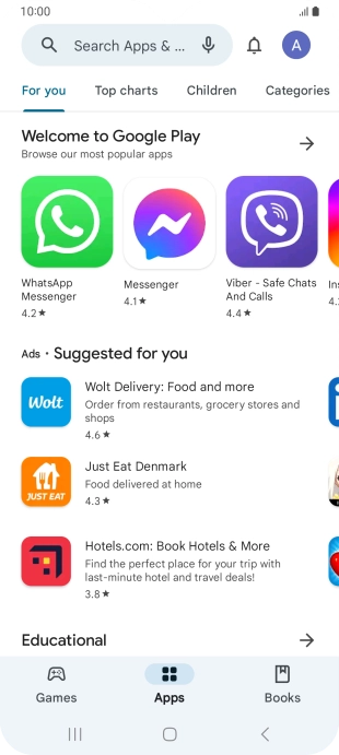 Press the search field.