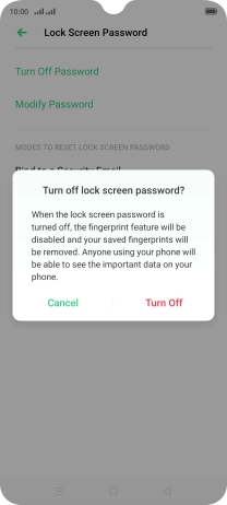Press Turn Off and key in the additional phone lock code you created earlier.