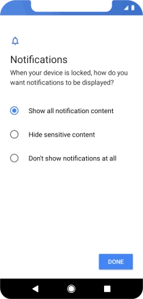 Press the required setting.