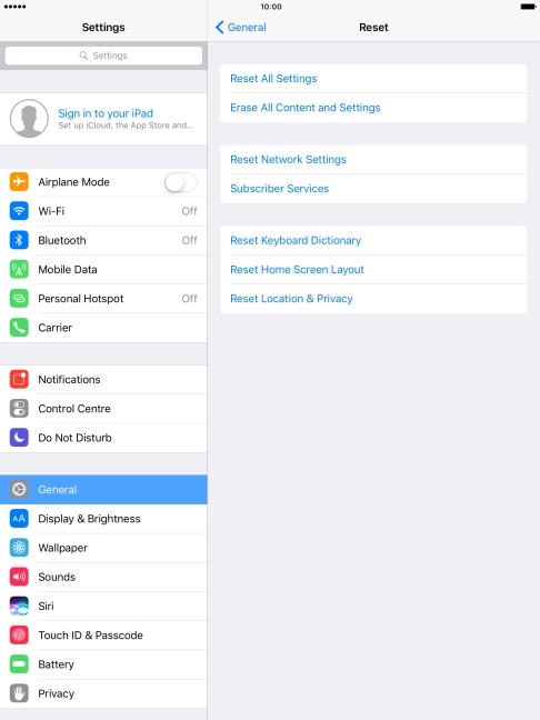 Press Reset All Settings.
