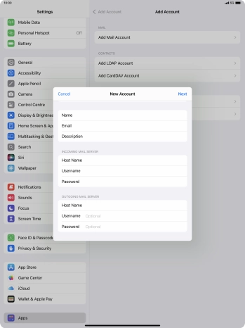 Press Username and key in the username for your email account. Please note that if you're using Vodafone's outgoing server, leave the username field empty.