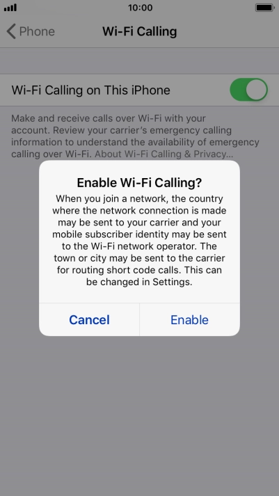 If you turn on the function, press Enable.
