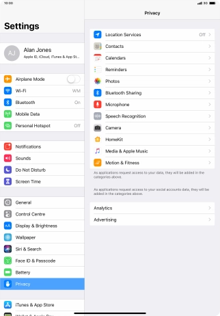 Press Location Services.