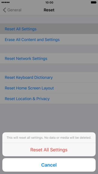 Press Reset All Settings.