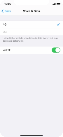 Press the required network mode.