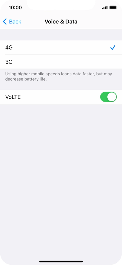 Press the required network mode.