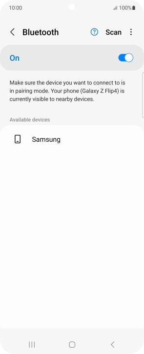 Press the required Bluetooth device and follow the instructions on the screen to pair the device with your phone.