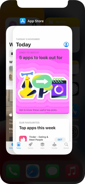 Slide upwards on the required application to end it.