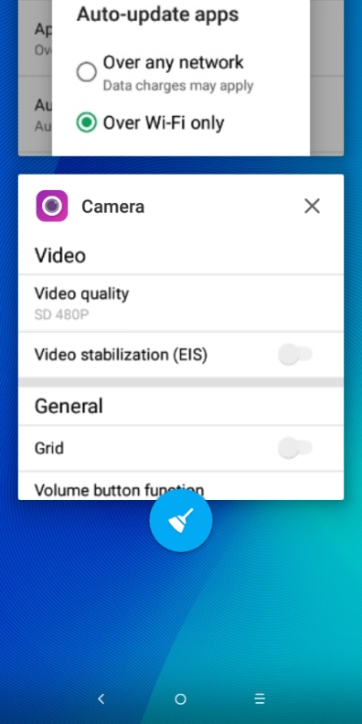 To end one running application, slide your finger right on the required application.