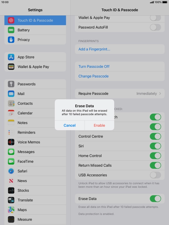 If you turn on the function, press Enable.