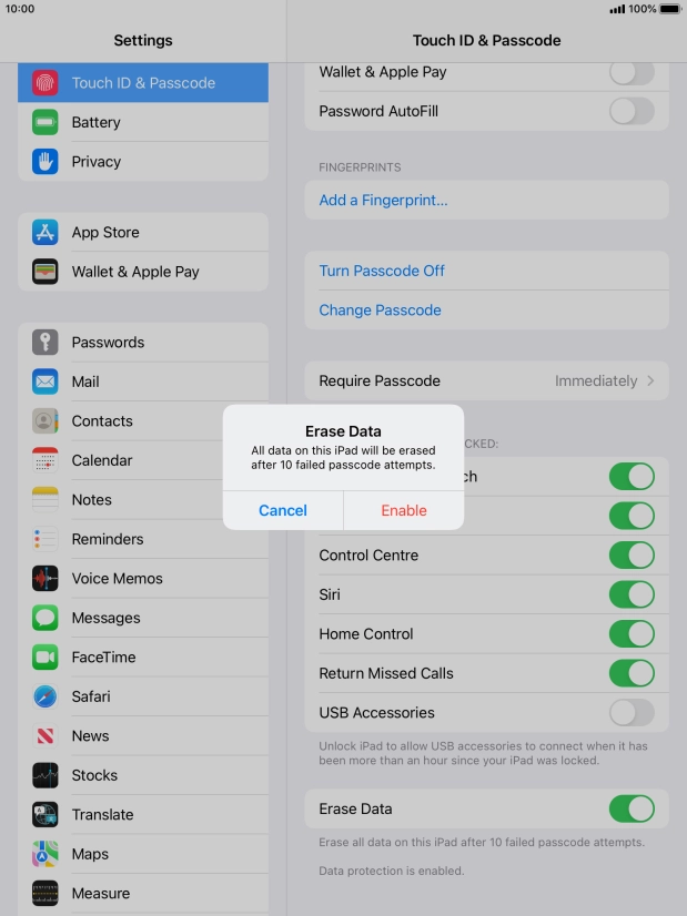If you turn on the function, press Enable.