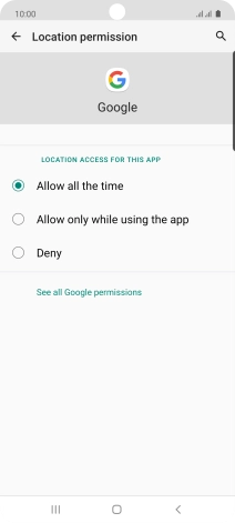 Press the required setting.