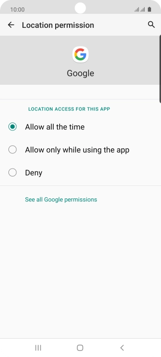 Press the required setting.