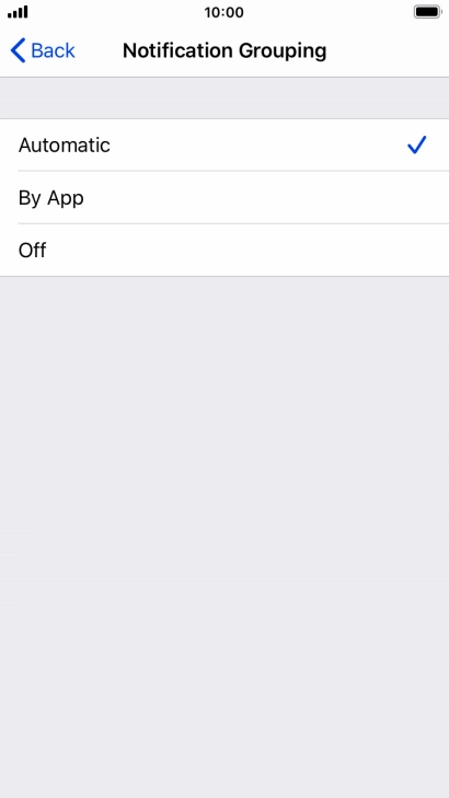 Press the required setting.