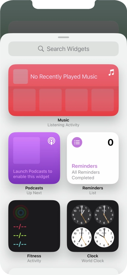 Press the required widget.