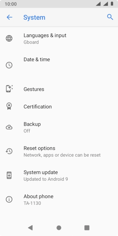 Press Reset options.