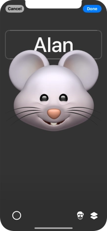 Press the name field and follow the instructions on the screen to select the required font and colour for your name on the Contact Poster.