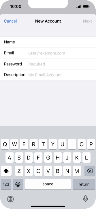 Press Email and key in your email address.