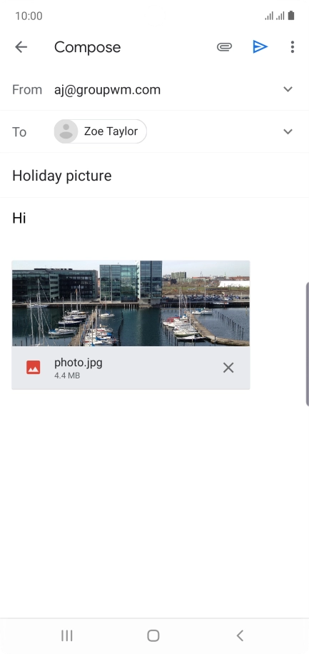 Press the send icon when you've finished your email message.