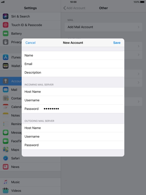 Press Save. Your email account has now been set up. To select more settings for incoming and outgoing server, proceed with the following steps.