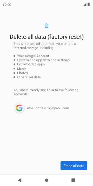 Press Erase all data.