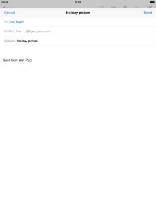 Press the text input field and write the text for your email message.