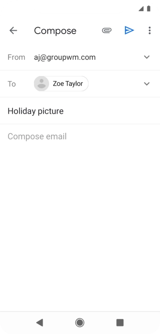 Press the text input field and write the text for your email message.