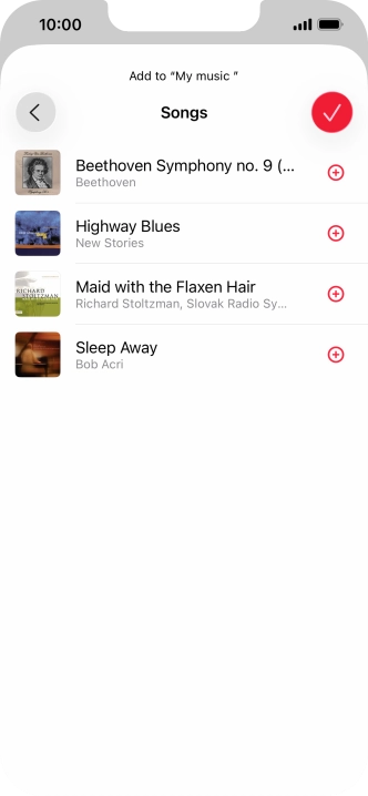 Go to the required category and press the add icon next to the required audio file.