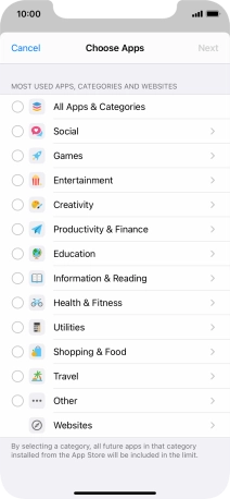 Press the required categories.